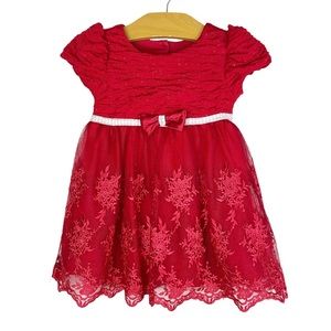 Nanette Baby Red Sparkle & Lace Dress Size 12 Months